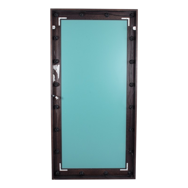 GloboStar® MAKEUP MIRROR-160x80-2 Μοντέρνος Καθρέπτης Μακιγιάζ με Πλαίσιο Φυσικού Ξύλου με Διακόπτη On/Off 20 x E27 AC220-240V - Μ80 x Π7 x Υ160cm - Καφέ Wenge