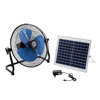 GloboStar® SOLARO-FAN 85351 Solar Fan Αυτόνομος Ηλιακός Επιδαπέδιος Ανεμιστήρας 25W 2 Λειτουργιών Ρεύματος με AC 220-240V ή με Φωτοβολταϊκό Panel 9V 12W & Επαναφορτιζόμενη Μπαταρία Li-ion 7.4V 4400mAh - 12 Ταχύτητες - Ενσωματωμένο USB 2.0 Charger Συσκευών