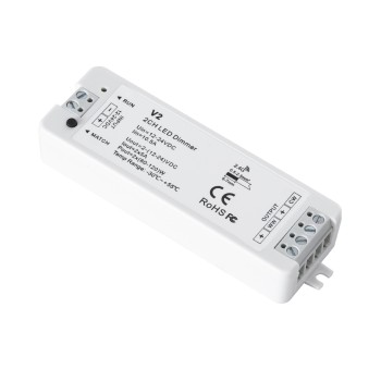 GloboStar® 71564 V2 SKYDANCE DC RF 2.4Ghz Dimmer High Speed Controller 2 Καναλιών DC 12-24V 2 x 5A 120W - Max 10.5A 252W - IP20 Μ10 x Π3.5 x Υ2cm - 5 Years Warranty