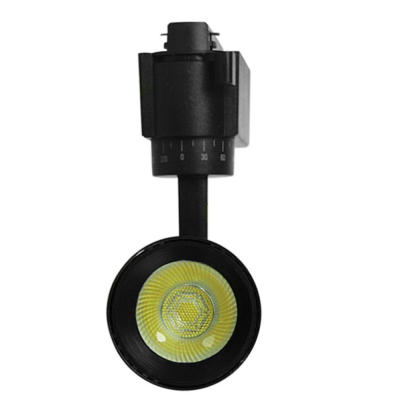 Globostar S-40013 Μονοφασικό Bridgelux COB LED Μάυρο Φωτιστικό Σποτ Ράγας 10W 230V 1300lm 30° Ψυχρό Λευκό 6000k