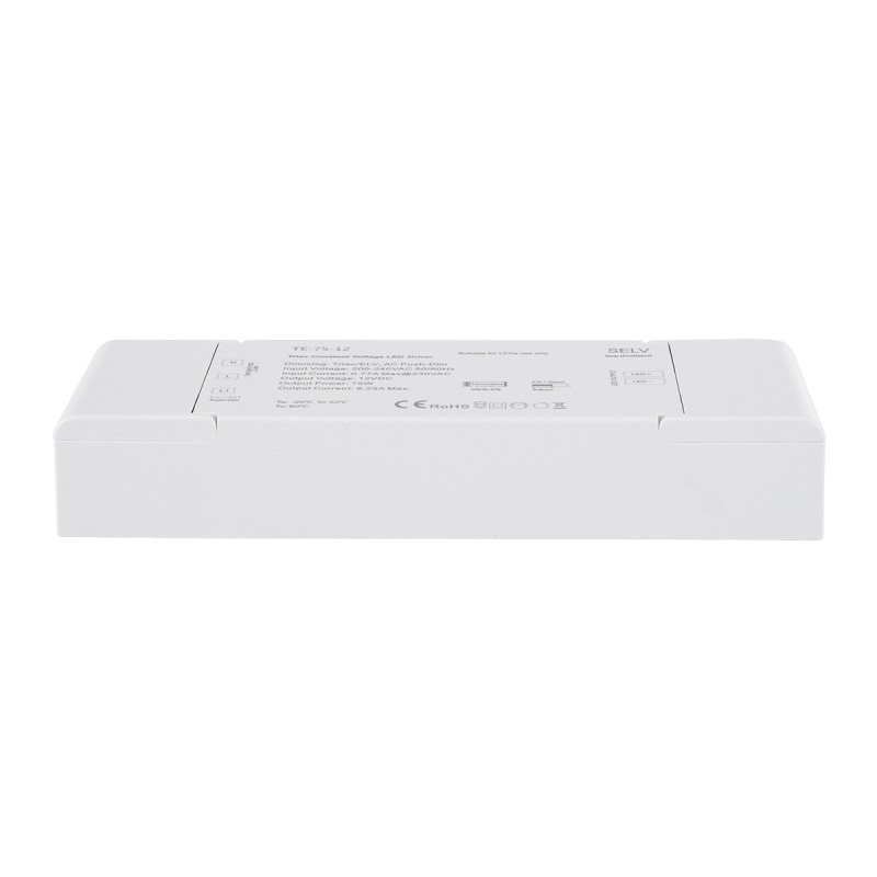 GloboStar® 73129 TE-75-12 SKYDANCE AC Triac Dimmer Push Dimming 1 Κανάλι AC 200-240V 1 x 6.25A 75W - Max 6.25A 75W - IP20 Μ18 x Π5.7 x Υ3cm - 5 Χρόνια Εγγύηση