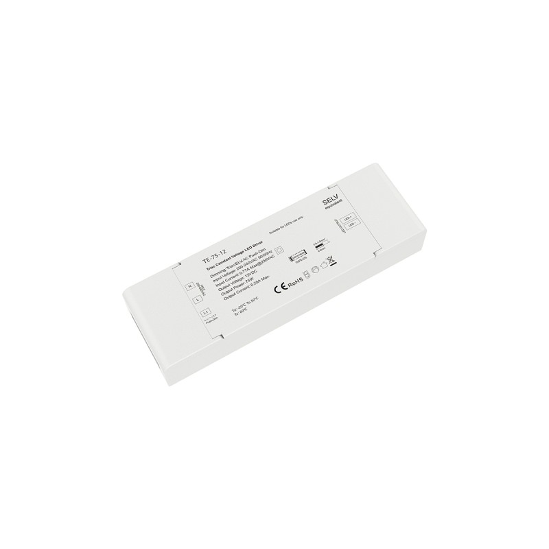 GloboStar® 73129 TE-75-12 SKYDANCE AC Triac Dimmer Push Dimming 1 Κανάλι AC 200-240V 1 x 6.25A 75W - Max 6.25A 75W - IP20 Μ18 x Π5.7 x Υ3cm - 5 Χρόνια Εγγύηση