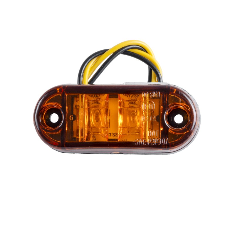 GloboStar® 79908 Πλευρικά Φώτα Όγκου Φορτηγών LED 2xSMD2835 DC 10-30V 2W 134lm IP66 Πορτοκαλί - Μ6.5 x W3 x H1.8cm