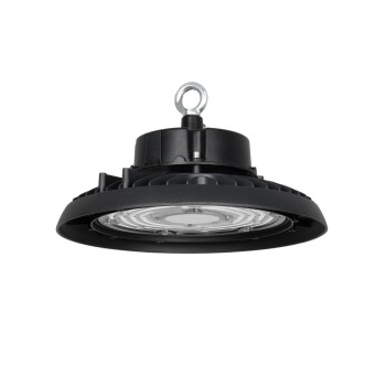 GLOBOSTAR® INDUSTRY 61500 Βιομηχανικό Φωτιστικό Καμπάνα High Bay UFO LED 100W 15000lm SDCM<5 90° AC 85-265V Αδιάβροχο IP65 IK08 Μαύρο Χυτό Αλουμίνιο - Φυσικό Λευκό 5000K - 175 x Sanan Opto SMD Chip & TÜV SÜD Driver - Μ26.5 x Π26.5 x Υ15cm - 5 Χρόνια Εγ