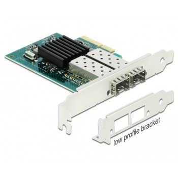 REFURBISHED NIC 10/100/1000 DELOCK 2xSFP PORTS FP/LP PCI-EX NEW GRADE A